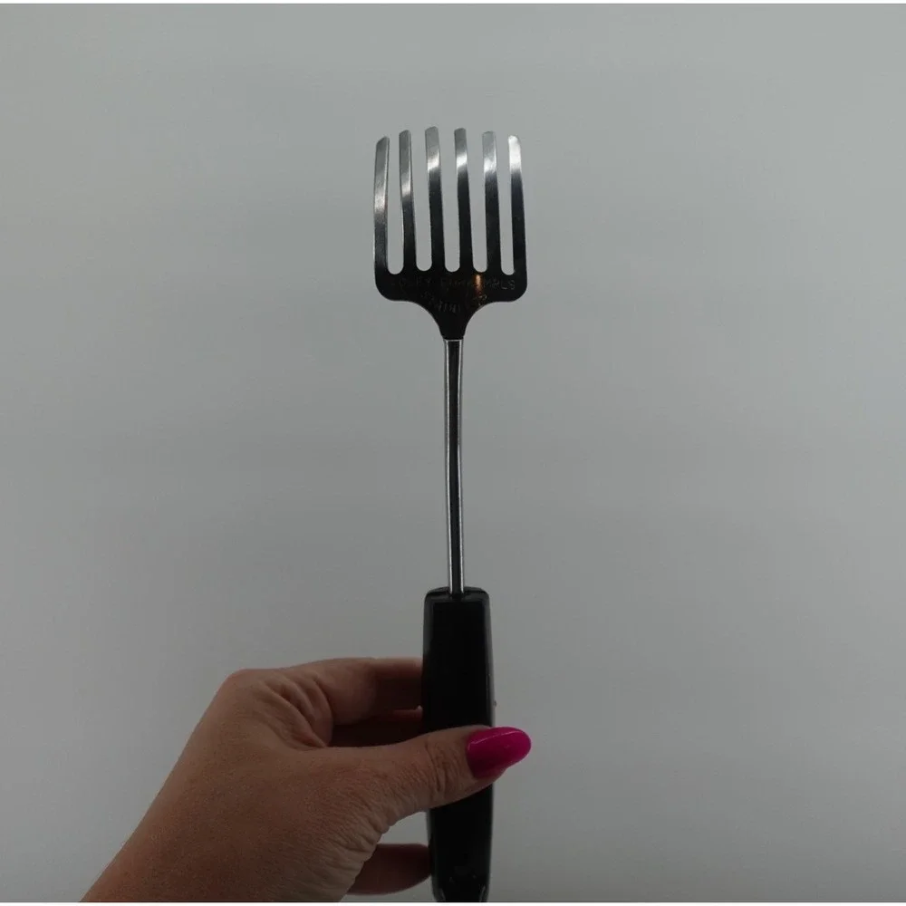 Vintage Foley Fork MPLS Stainless Steel Kitchen Tool Black Handle 6 Tine Mixer